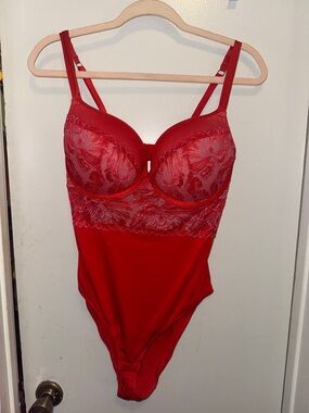 Auden Red Lace Underwire Bodysuit